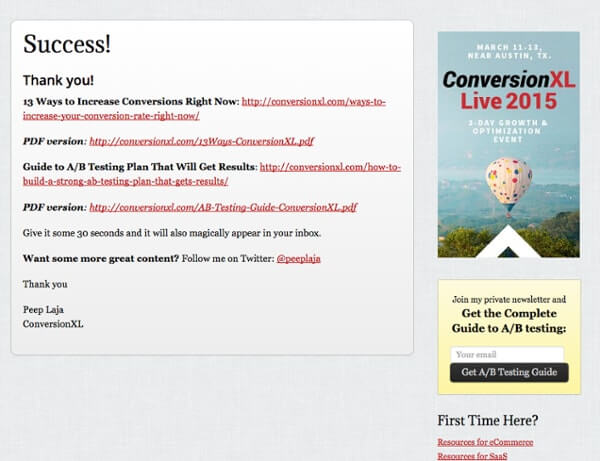 Top 10 Thank You Page Examples To Learn Lead Nurturing Conversion_xl_thank_you_page